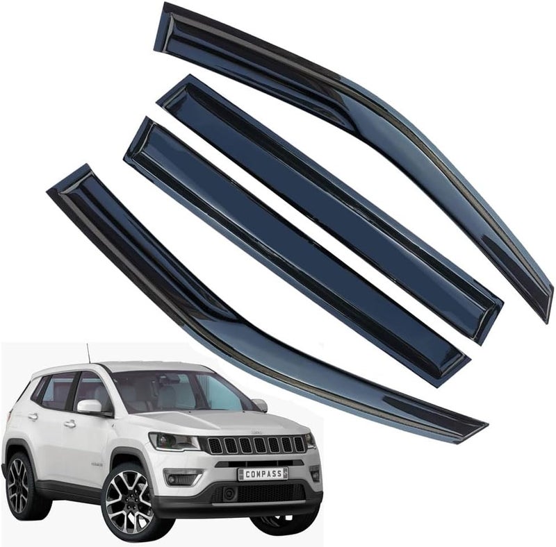 LETINGFAR Rain Guards for Jeep Compass 2017-2023, Tape-on Side Window Deflectors for Jeep Compass, Window Visors for Jeep Cars, for Jeep Car Accessories, 4 pcs - Image 1